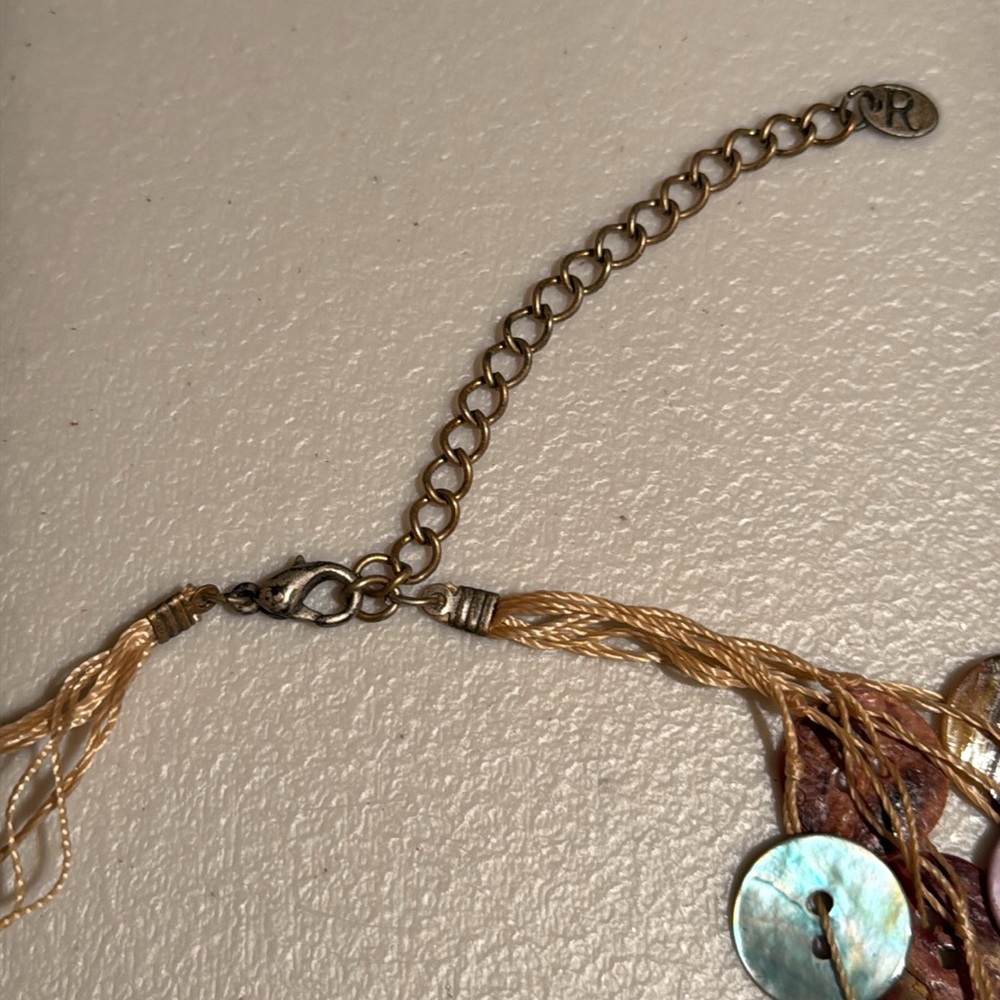 Multicolor Shell Disc Statement Necklace - image 3